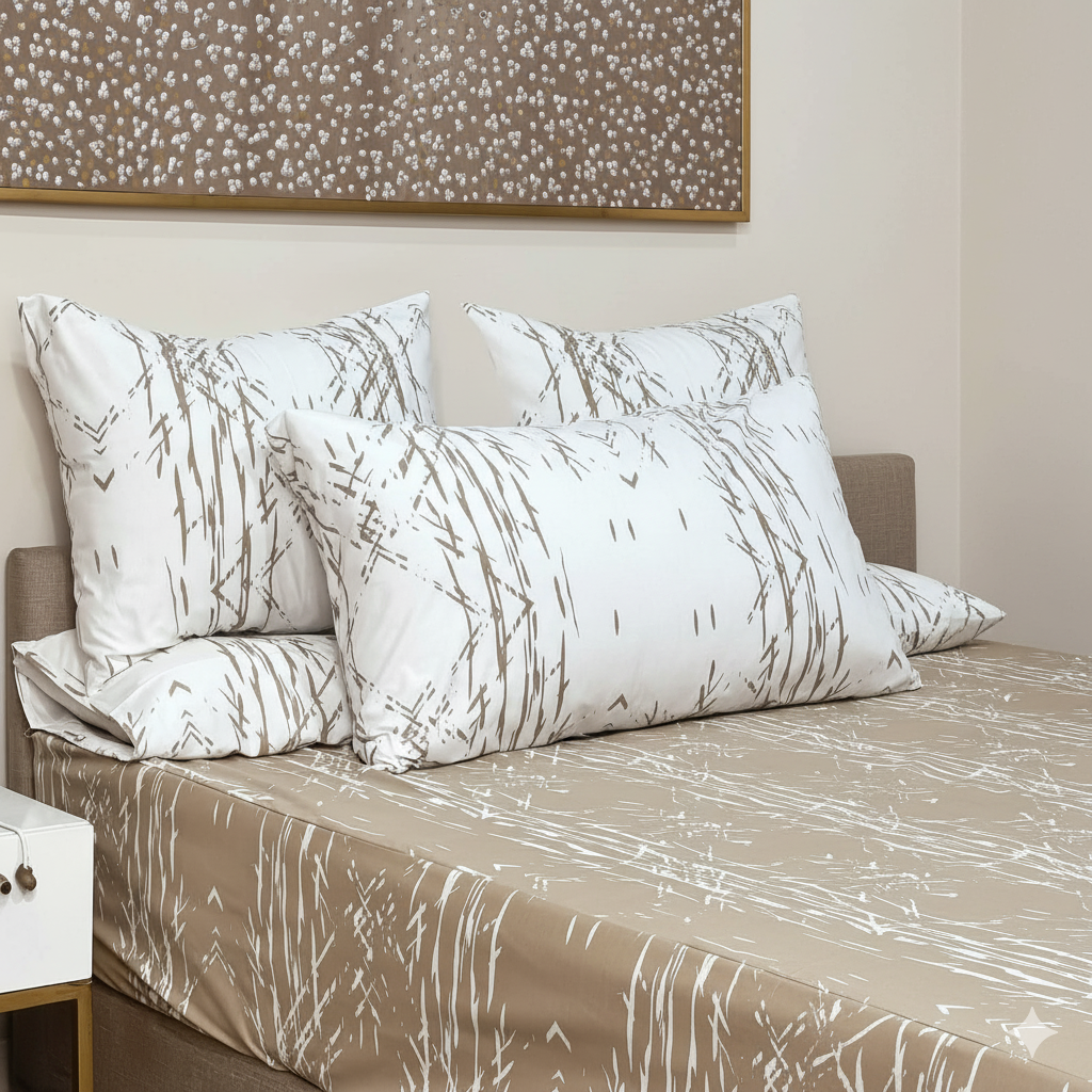 ملاية سرير منقوش  - قطن - طقم 4 قطع - متعدد الألوان - متعدد المقاسات