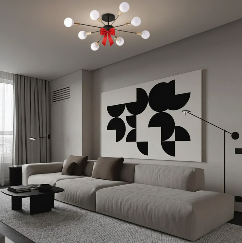 Sofa & Free Chandelier - Beech Wood - Linen Fabric - Beige- 330x95 cm