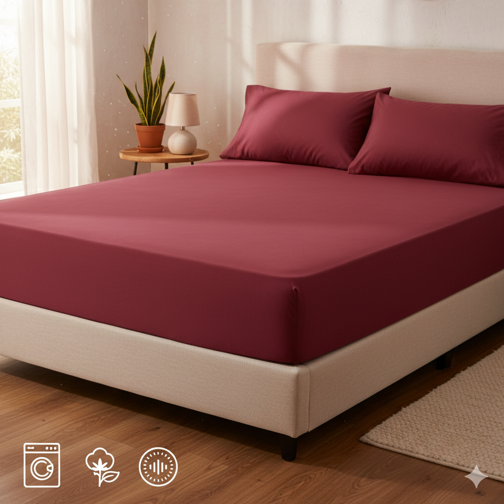 Bed Sheet - Cotton - Set 3 pieces - Solid Multi Color - 180 cm