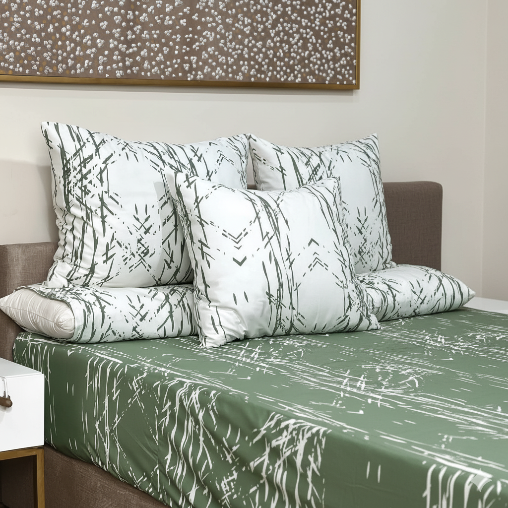 ملاية سرير منقوش  - قطن - طقم 4 قطع - متعدد الألوان - متعدد المقاسات