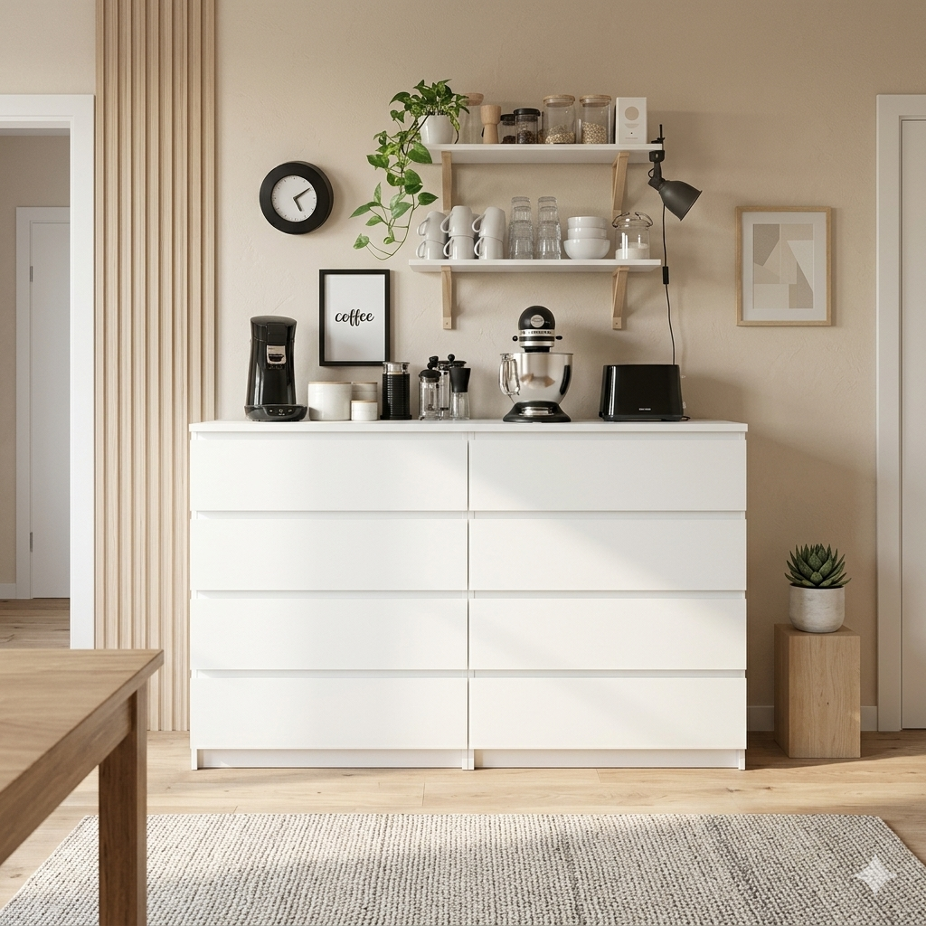 Drawer Unit  - MDF Wood  - White - 40x120x100 cm