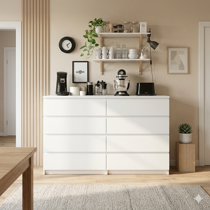 Drawer Unit  - MDF Wood  - White - 40x120x100 cm