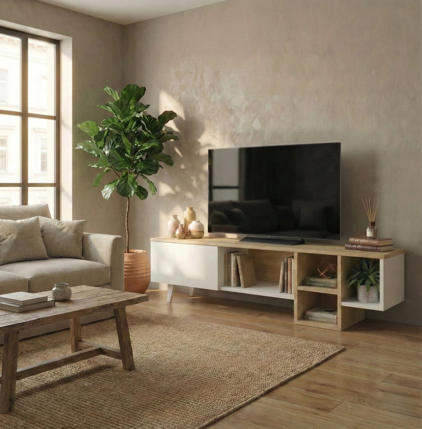 TV Unit - MDF Wood - Multi Color - 150x30x45 cm