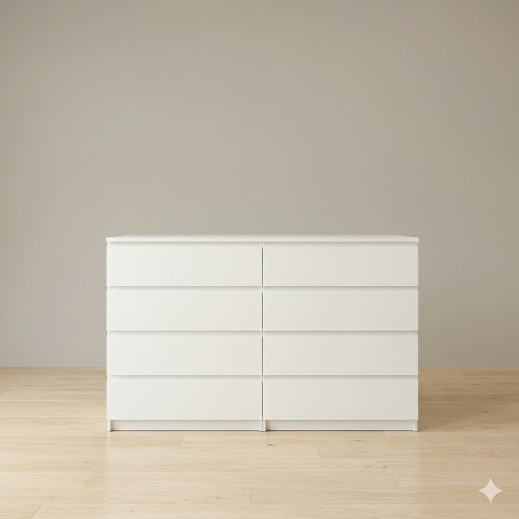 Drawer Unit  - MDF Wood  - White - 40x120x100 cm