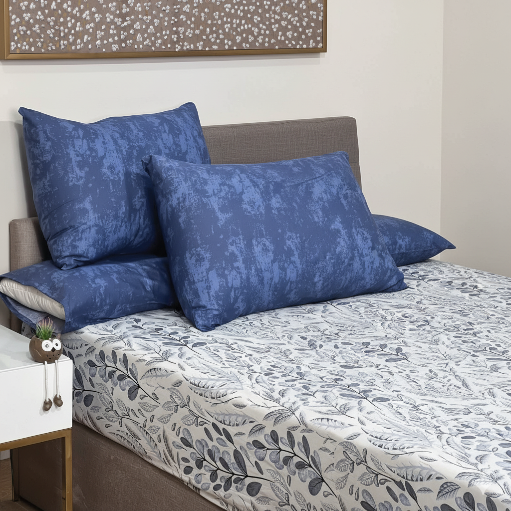 ملاية سرير منقوش  - قطن - طقم 4 قطع - متعدد الألوان - متعدد المقاسات