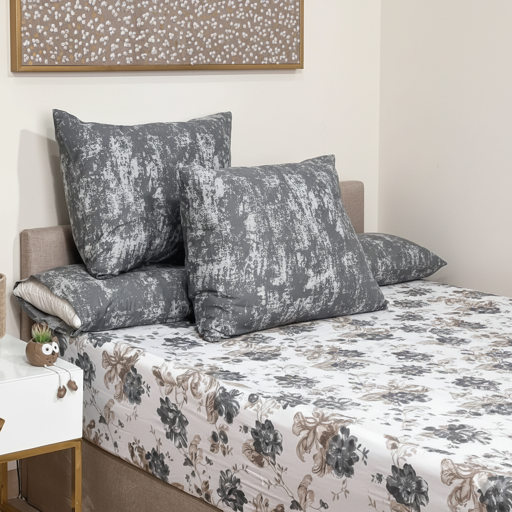 ملاية سرير منقوش  - قطن - طقم 4 قطع - متعدد الألوان - متعدد المقاسات