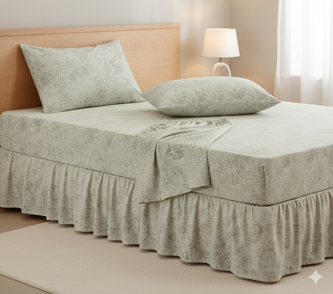 ملاية سرير مشجر - قطن - طقم 4 قطع - متعدد الألوان - 160 سم