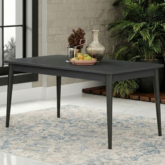 Dining table without chairs - Beech wood & MDF wood - Black - 160x80x77 cm