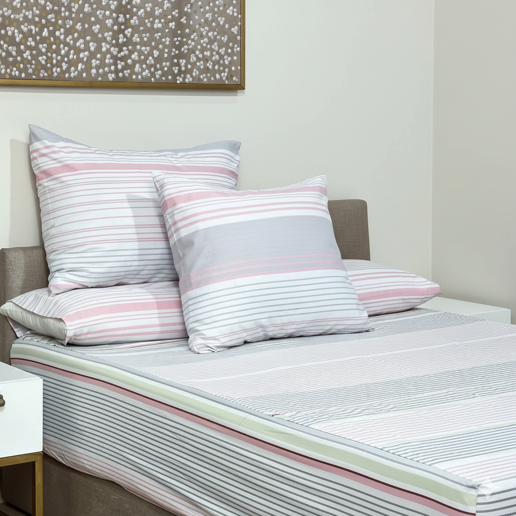 ملاية سرير منقوش  - قطن - طقم 4 قطع - متعدد الألوان - متعدد المقاسات