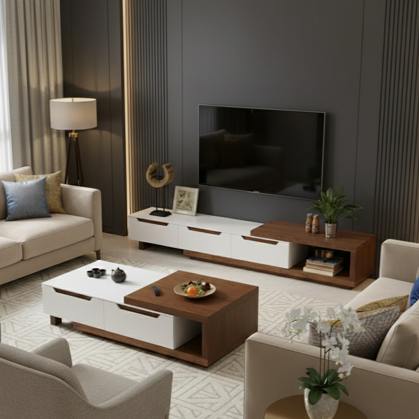 Bundle (TV Unit & Coffee Table) - MDF Wood - Multi Color