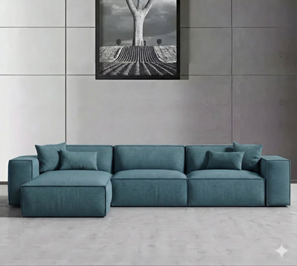 Sofa L Shape - Natural Wood - Multi Fabric - Multi color - 280x180x90x75 cm