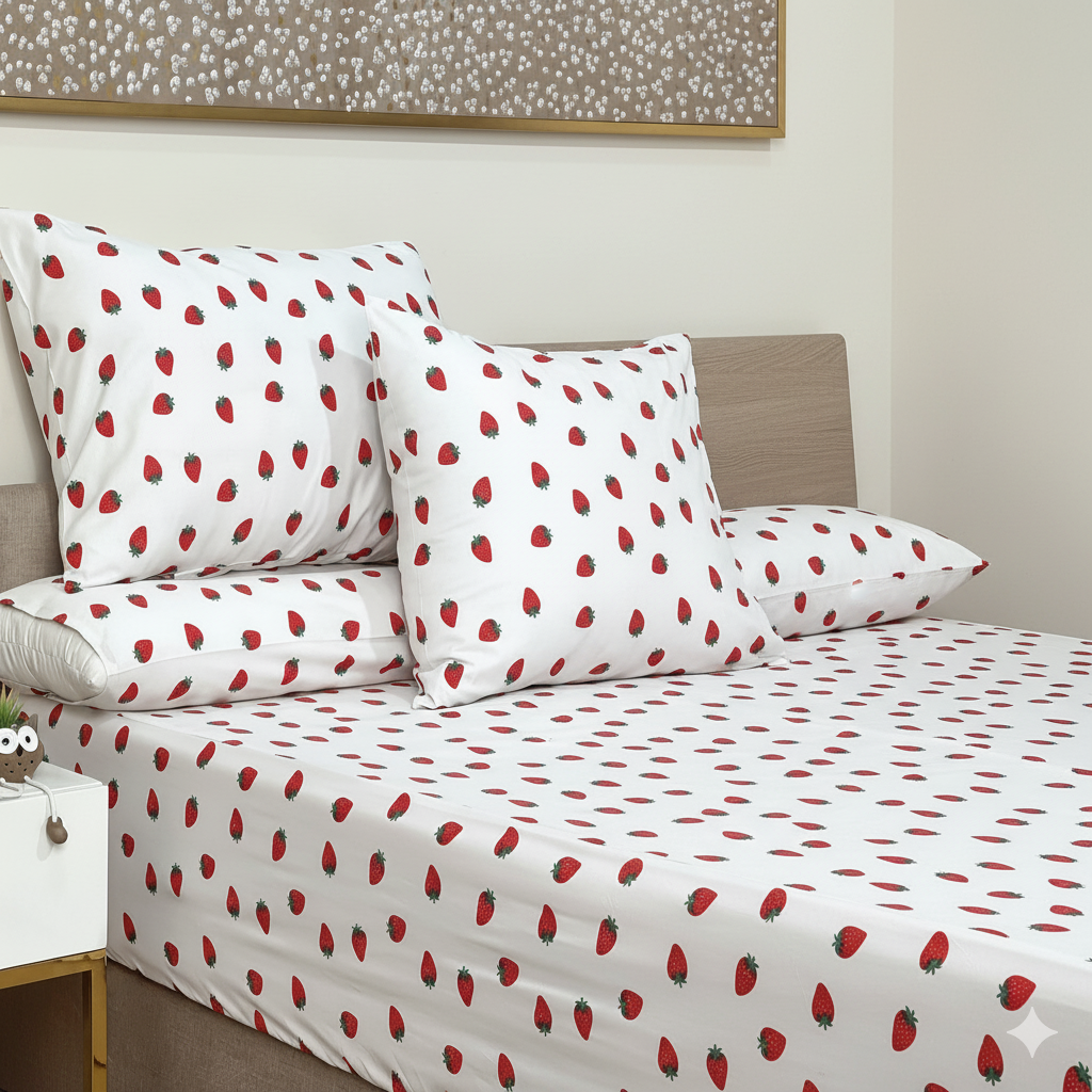 ملاية سرير منقوش  - قطن - طقم 4 قطع - متعدد الألوان - متعدد المقاسات