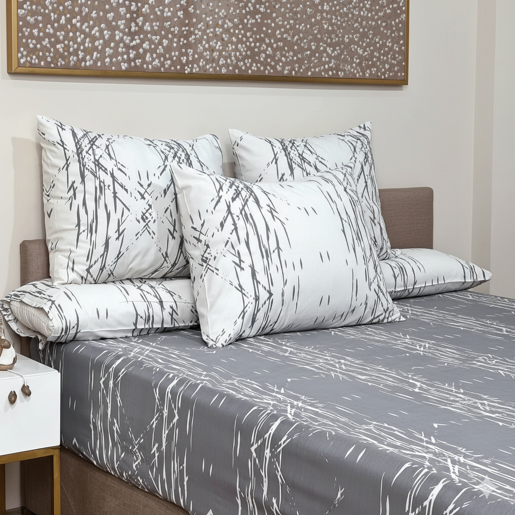 ملاية سرير منقوش  - قطن - طقم 4 قطع - متعدد الألوان - متعدد المقاسات