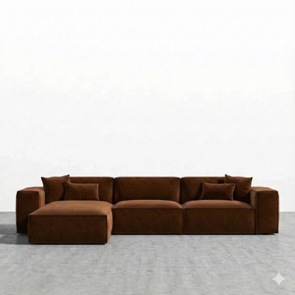 Sofa L Shape - Natural Wood - Multi Fabric - Multi color - 280x180x90x75 cm
