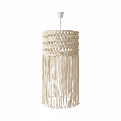 Macrame Chandelier - Steel & Cotto Yarn- Off White- 60x40 cm
