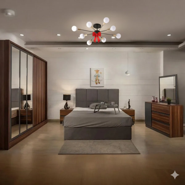 Full Bedroom & Free Chandelier - MDF Wood - Multi Color