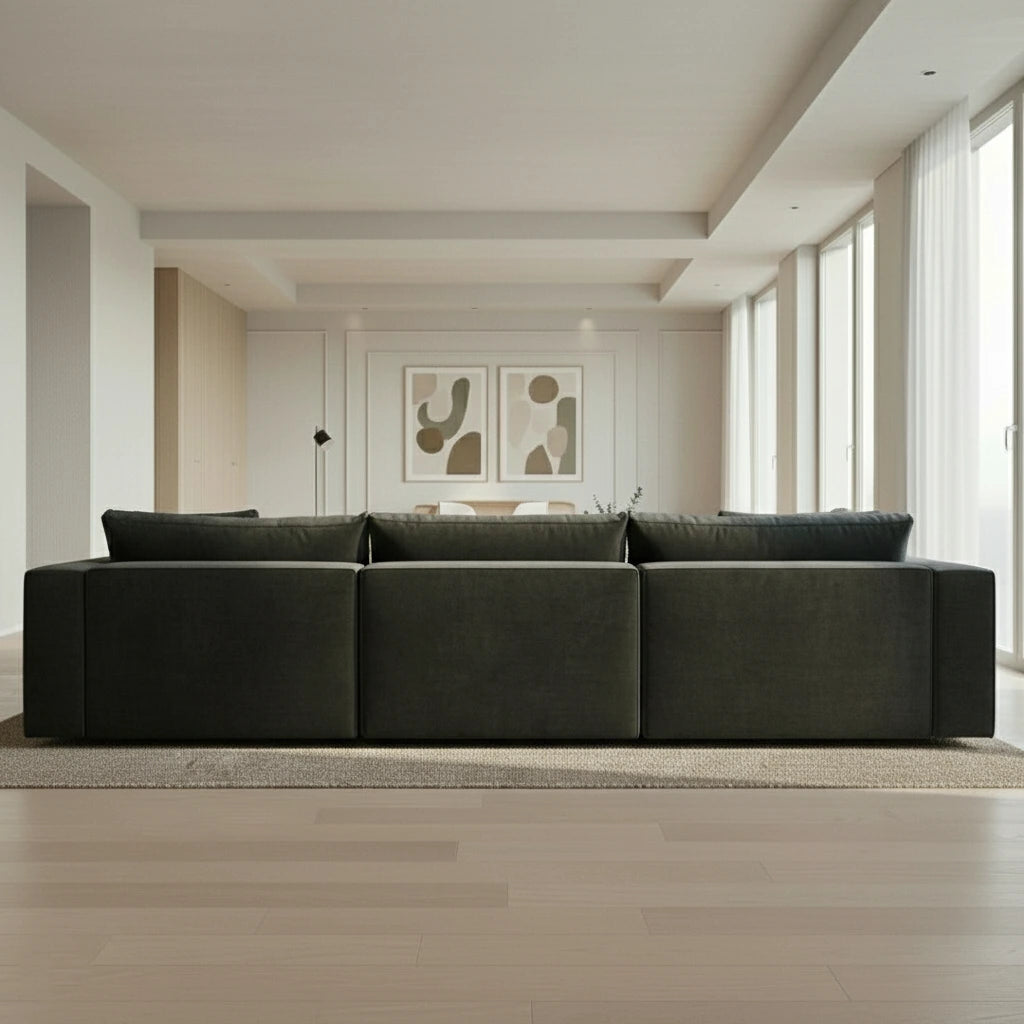 Sofa - L Shape - Beech Wood - Grey -  280x90 cm