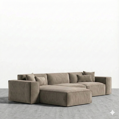 Sofa L Shape - Natural Wood - Multi Fabric - Multi color - 280x180x90x75 cm