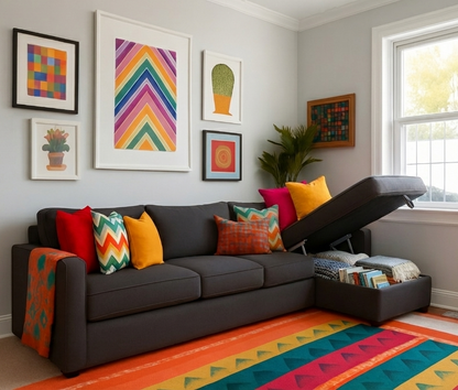 L-shape sofa - Beech Wood -Grey-280x160x90x75 cm