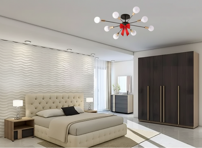Full Bedroom & Free Chandelier - MDF Wood  - Brown & Beige