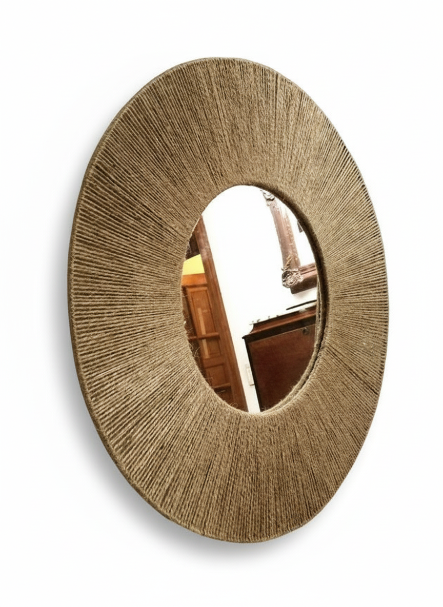مرآة من الجوت - حبال الجوت - بيج - ٥٠×٥٠ سم