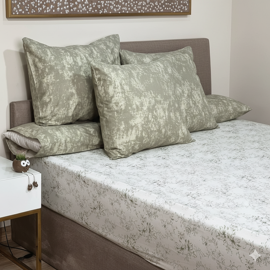 ملاية سرير منقوش  - قطن - طقم 4 قطع - متعدد الألوان - متعدد المقاسات