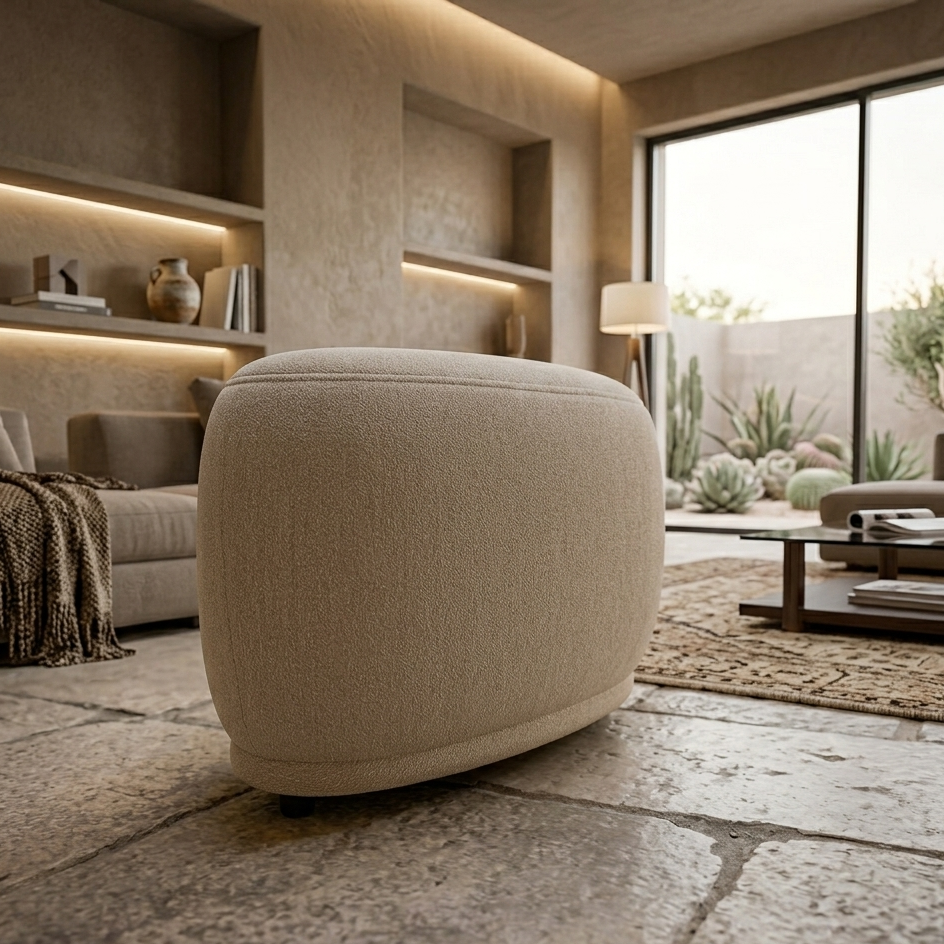 Pouf - Linen- Multicolor- 70x50x45 Cm