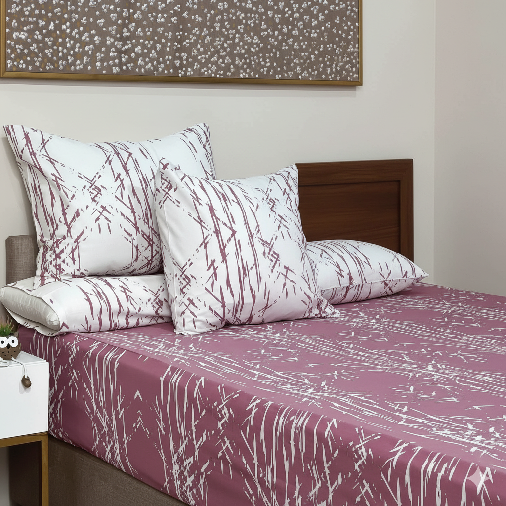 ملاية سرير منقوش  - قطن - طقم 4 قطع - متعدد الألوان - متعدد المقاسات