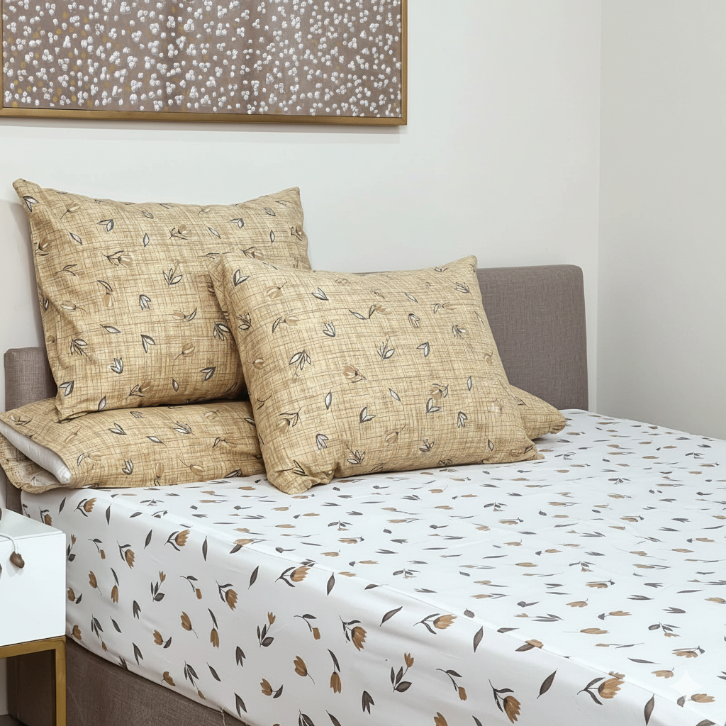 ملاية سرير منقوش  - قطن - طقم 4 قطع - متعدد الألوان - متعدد المقاسات