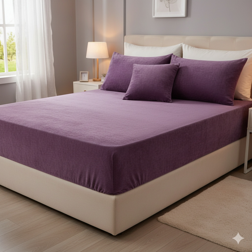 ملاية سرير مشجر - قطن - طقم 4 قطع - متعدد الألوان - 160 سم