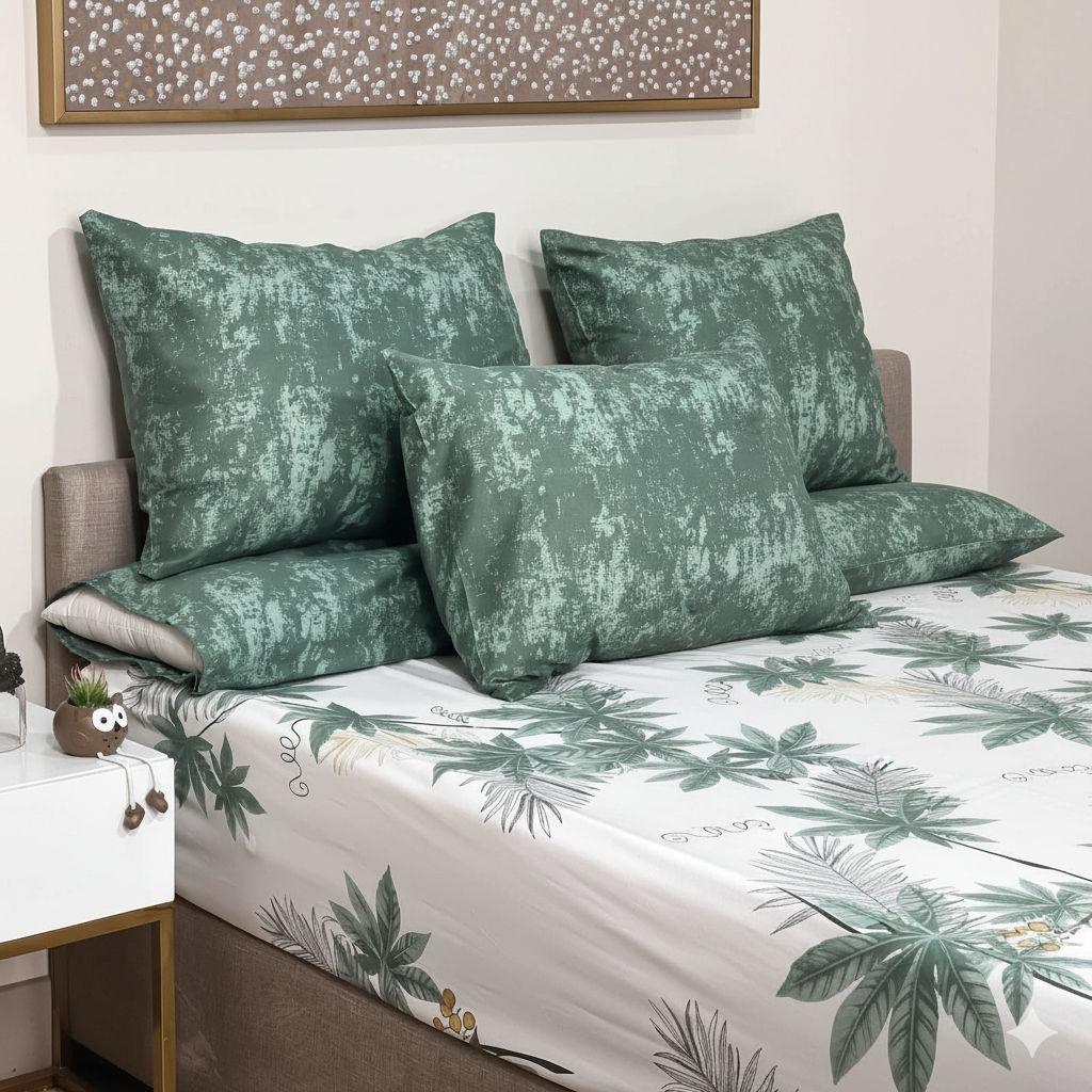 ملاية سرير منقوش  - قطن - طقم 4 قطع - متعدد الألوان - متعدد المقاسات