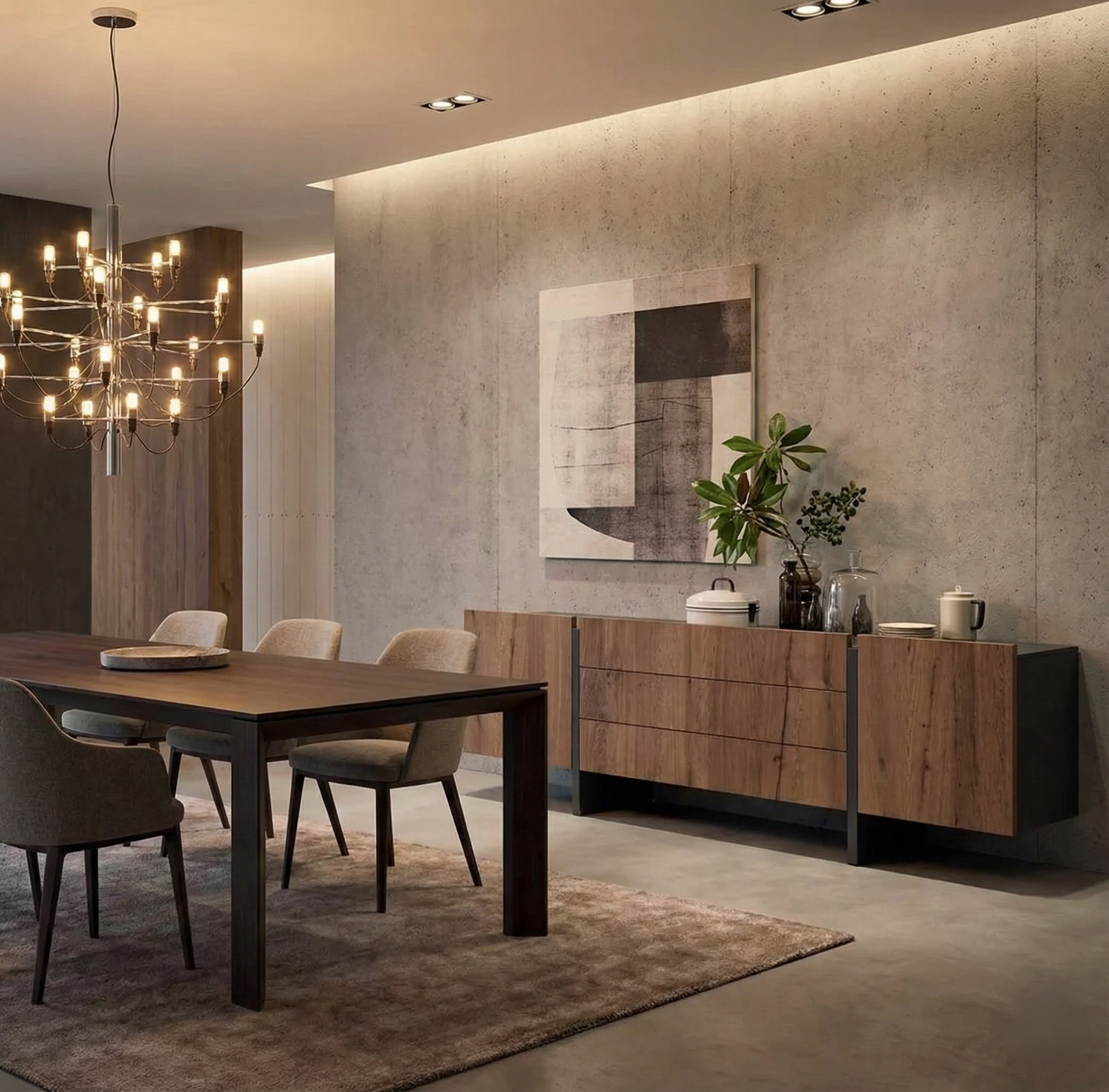 غرفة الطعام - خشب أم دي أف - بني