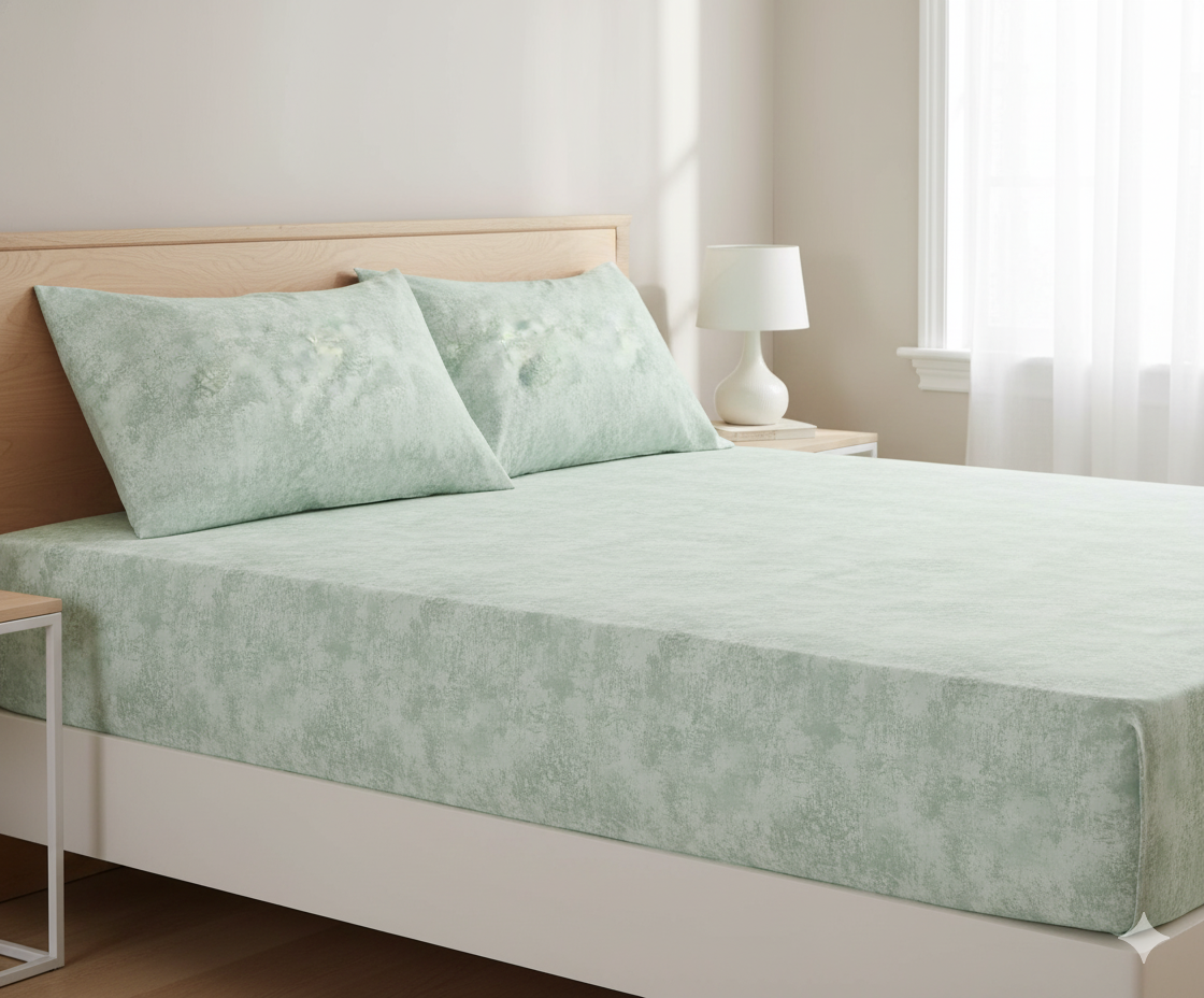 ملاية سرير مشجر - قطن - طقم 4 قطع - متعدد الألوان - 160 سم