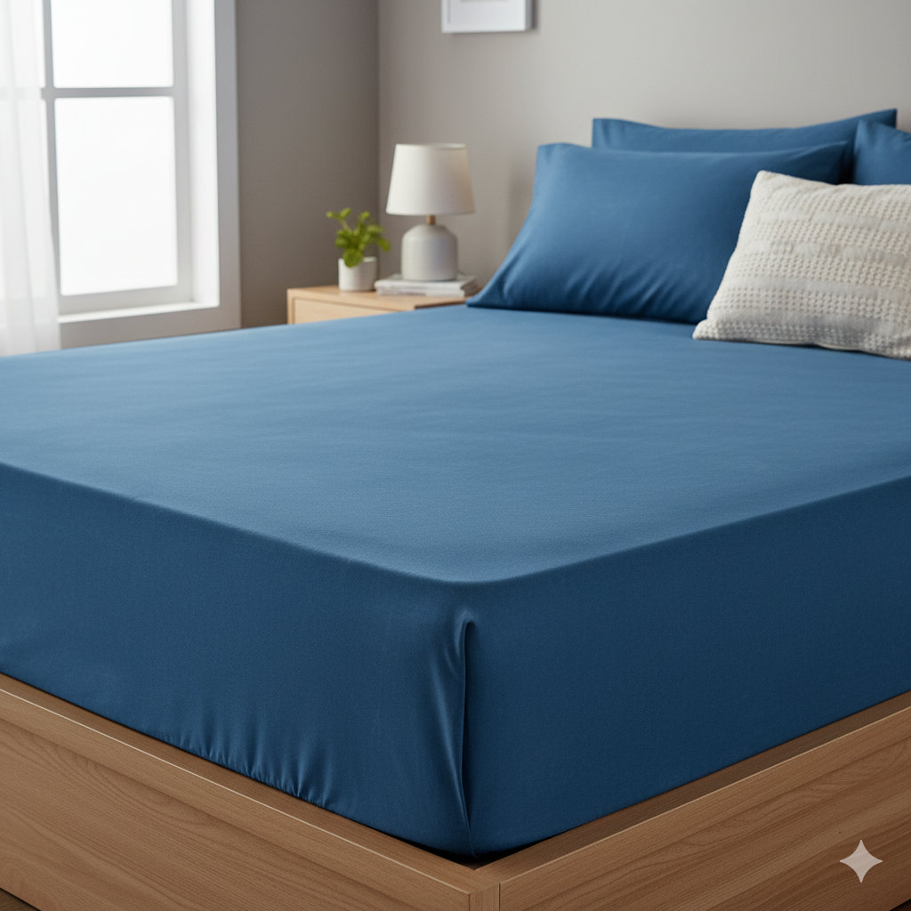 ملاية سرير مشجر - قطن - طقم 4 قطع - متعدد الألوان - 160 سم