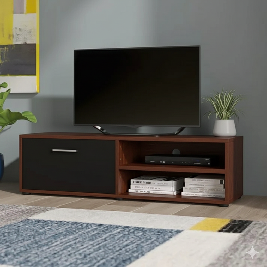 TV table - MDF - Brown & Black- 120x30cm