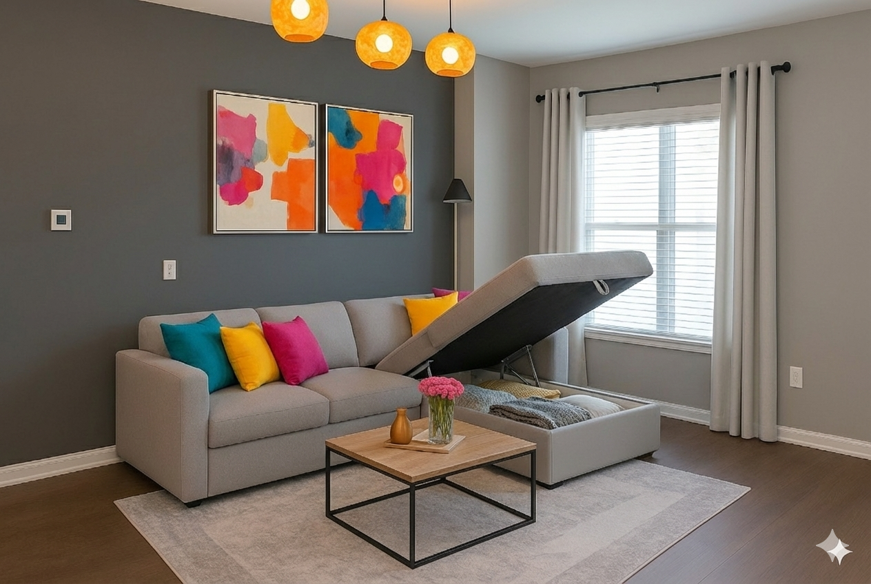 L-shape sofa - Beech Wood -Gray-280x160x90x75 cm