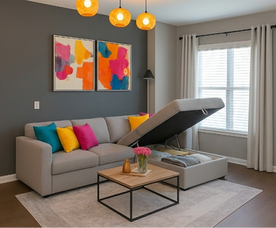 L-shape sofa - Natural Wood -Gray-280x160x90x75 cm