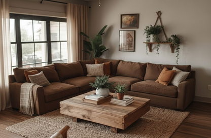 L-shape sofa - Natural Wood - Brown -270x270x90 cm