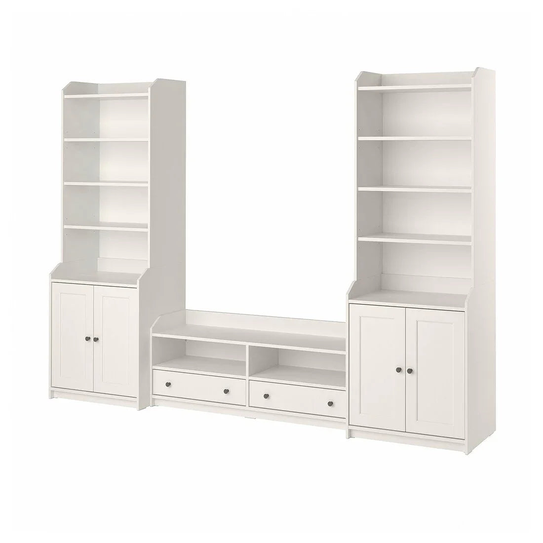 TV Unit with Bookcase - MDF Wood - White - 277x46x199 cm - Cataloug