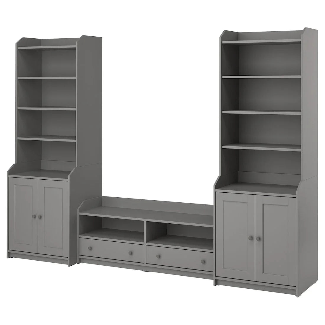 TV Unit with Bookcase - MDF Wood - Grey - 277x199x46 cm - Cataloug