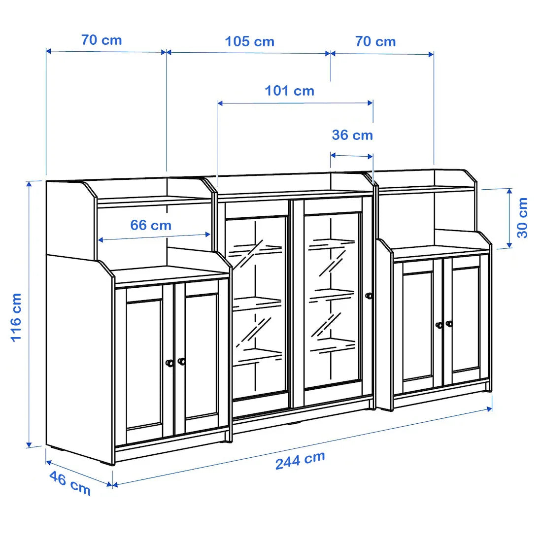 Storage Unit - MDF Wood - Grey - 244x116x46 cm - Cataloug