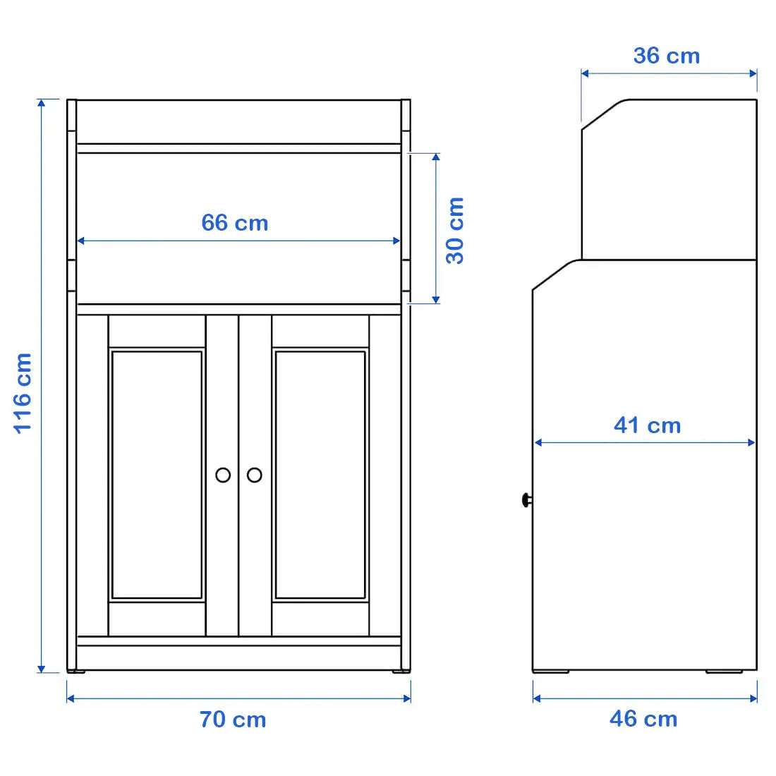 Storage Unit - MDF Wood - Grey - 70x66x116 cm - Cataloug