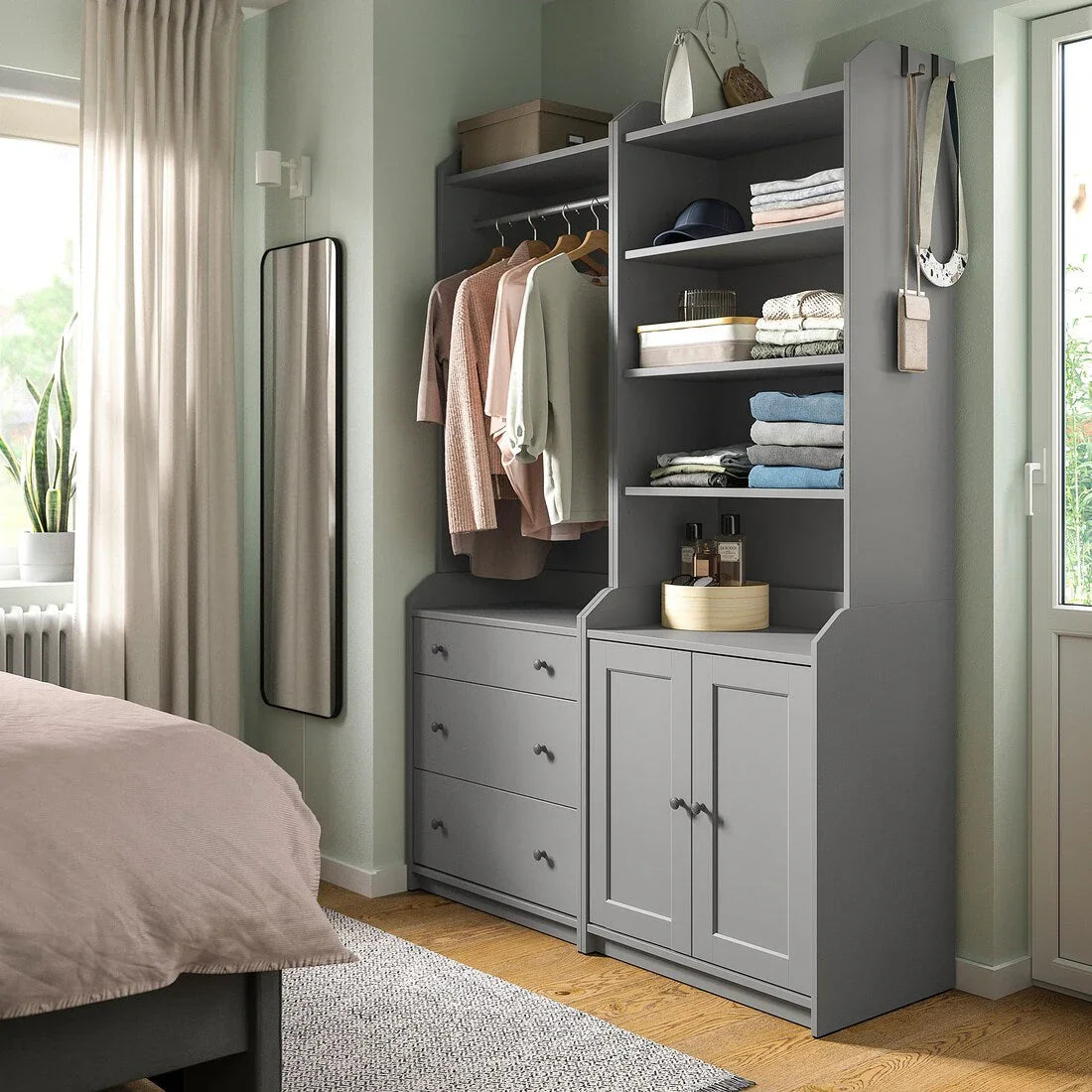 Bookcase - MDF Wood - Grey - 199x139x46 cm - Cataloug