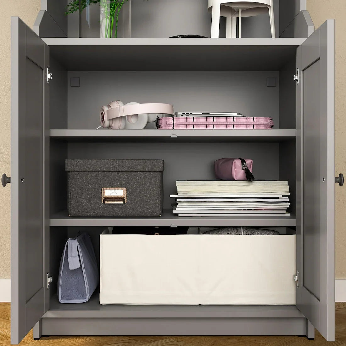 Bookcase - MDF Wood - Grey - 199x139x46 cm - Cataloug