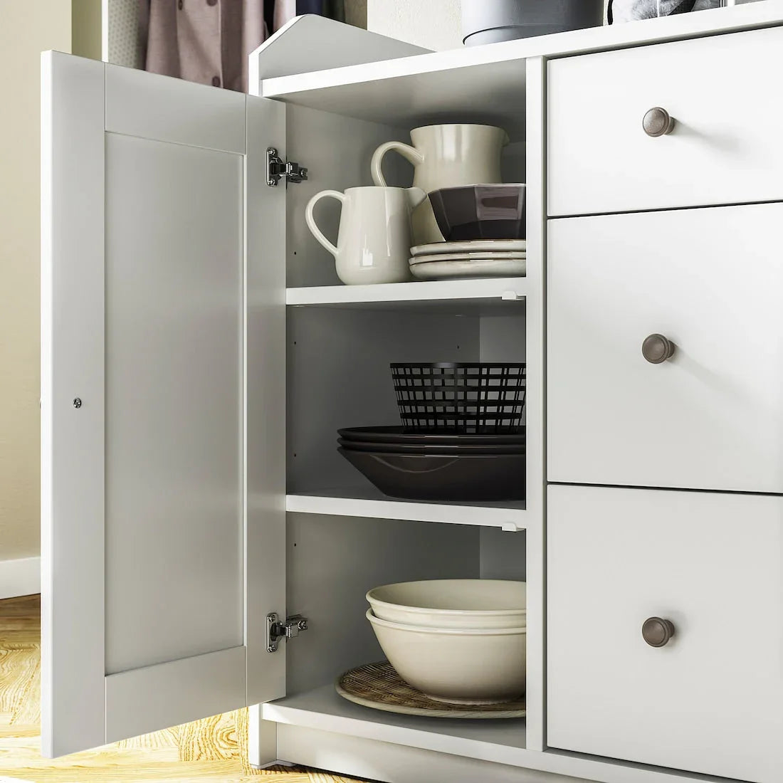 Storage Unit - MDF Wood - White - 140x84x136 cm - Cataloug