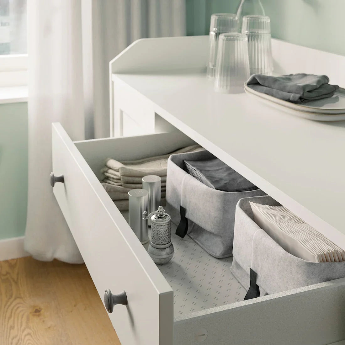 Storage Unit - MDF Wood - White - 140x84x136 cm - Cataloug