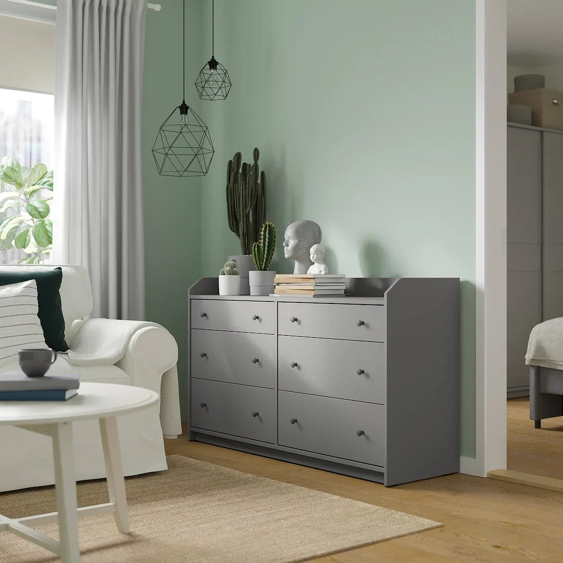 Drawer Unit - MDF Wood - Grey - 138x46x84 cm - Cataloug
