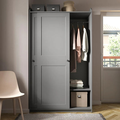 Wardrobe - MDF Wood - Grey - 199x118x55 cm - Cataloug