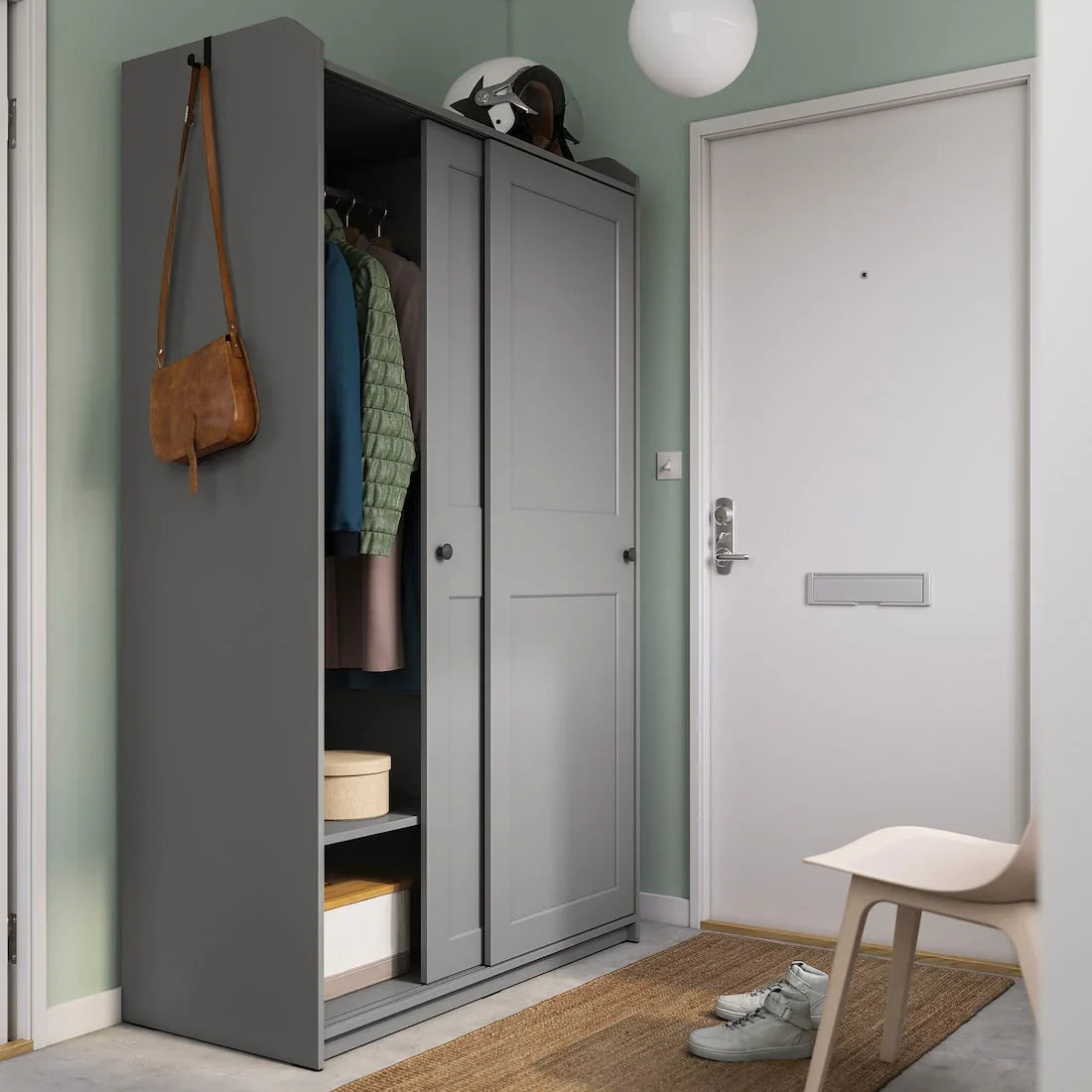 Wardrobe - MDF Wood - Grey - 199x118x55 cm - Cataloug
