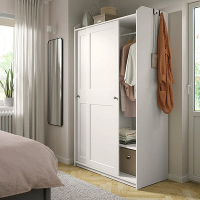 Wardrobe - MDF Wood - White - 199x118x55 cm - Cataloug